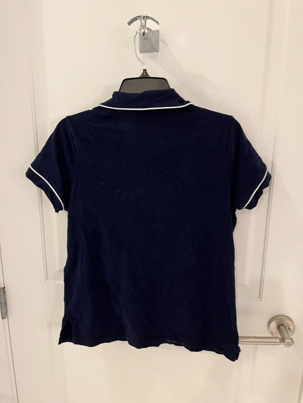 Petite Plume Navy Piped Pima Cotton Cropped Pajama Set SMALL S - Picture 6 of 9